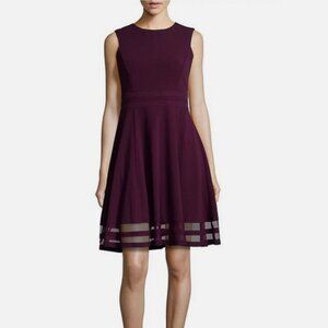 Calvin Klein Fit & Flare Dress in Aubergine Purple | Size 4 | NWT  Description:
